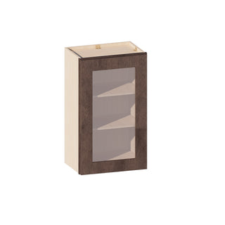 Rustic Wood - 18"W × 30"H Glass-Door Wall Cabinet