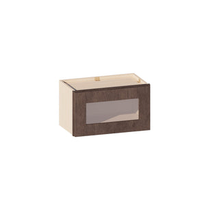 Rustic Wood - 21"W × 12"H Glass-Door Wall Cabinet