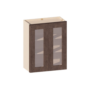 Rustic Wood - 24"W × 30"H Glass-Door Wall Cabinet