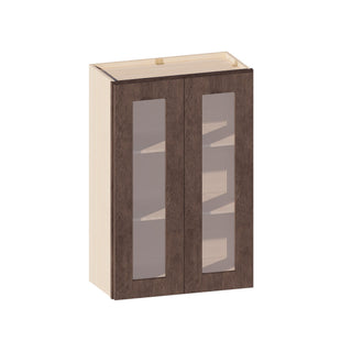 Rustic Wood - 24"W × 36"H Glass-Door Wall Cabinet