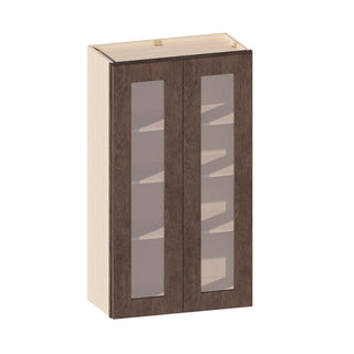 Rustic Wood - 24"W × 42"H Glass-Door Wall Cabinet