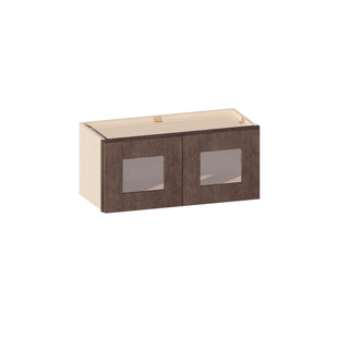 Rustic Wood - 27"W × 12"H Glass-Door Wall Cabinet