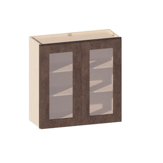 Rustic Wood - 30"W × 30"H Glass-Door Wall Cabinet