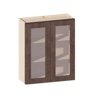 Rustic Wood - 30"W × 36"H Glass-Door Wall Cabinet