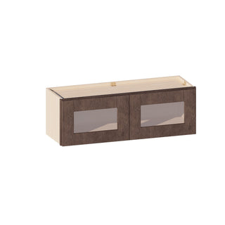 Rustic Wood - 36"W × 12"H Glass-Door Wall Cabinet