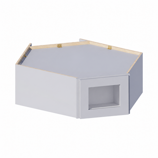 Gris Paloma - Gabinete de esquina de pared diagonal con puerta de vidrio de 24"W × 12"H