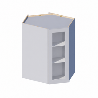 Gris Paloma - Gabinete de Pared Diagonal de Esquina con Puerta de Vidrio de 61 cm (24") de Ancho × 106,7 cm (42") de Alto