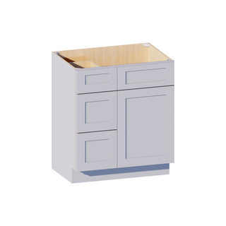 Dove Gray - 30"W Offset-Sink Vanity Combo Cabinet (Drawer on Left)