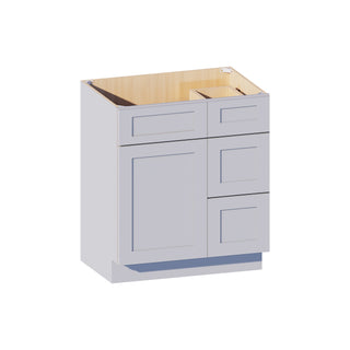Dove Gray - 30"W Offset-Sink Vanity Combo Cabinet (Drawer on Right)