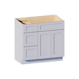Dove Gray - 36"W Offset-Sink Vanity Combo Cabinet (Drawer on Left)