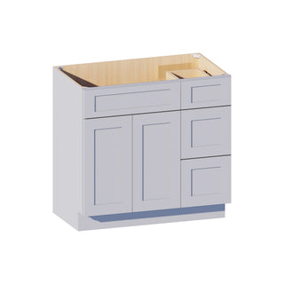 Dove Gray - 36"W Offset-Sink Vanity Combo Cabinet (Drawer on Right)