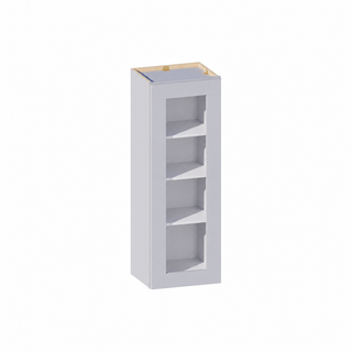 Gris Paloma - Gabinete de pared con puerta de vidrio de 15"W × 42"H