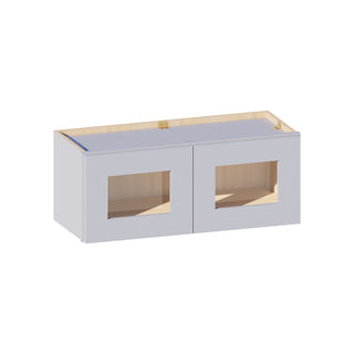 Dove Gray - 30"W × 12"H Glass-Door Wall Cabinet