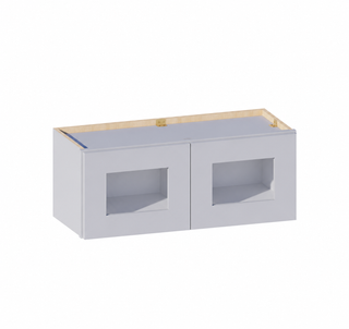Gris Paloma - Gabinete de pared con puerta de cristal de 30"An. × 12"Al.