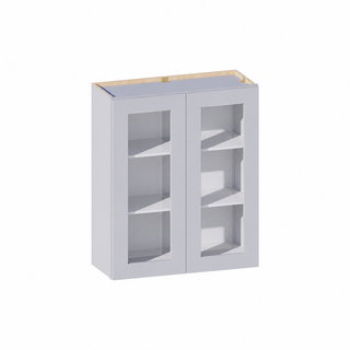 Gris Paloma - Gabinete de pared con puerta de cristal de 76,2 cm de ancho × 91,4 cm de alto