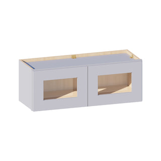Dove Gray - 33"W × 12"H Glass-Door Wall Cabinet