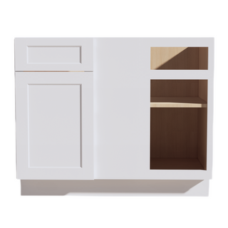 SF-BBC42/45: Frost White Slim Shaker 42" 1 Door - 1 Drawer Blind Corner Base Cabinets