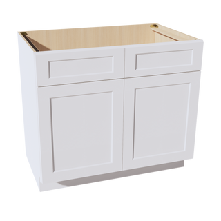 HF-SB39: Frost White Shaker 39" 2 Doors 2 False Drawers Sink Base Cabinet