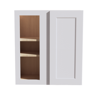 TW-WBC2730: Creamy White Shaker 27"W x 30"H 1 Door & 2 Shelves Wall Blind Corner Cabinets