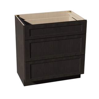 HG-VDB3321: Dark Gray Shaker 33"W x 34-1/2"H x 21"D  3 Drawers Vanity Base Cabinets