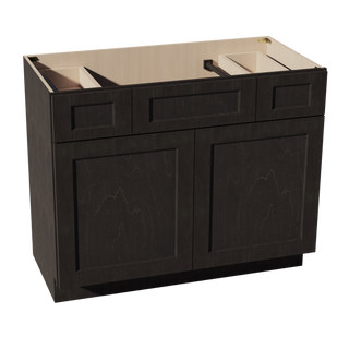 HG-VSD4221: Dark Gray Shaker  42"W x 34-1/2"H x 21"D 2 Doors, 2 Drawers & 1 False Drawer Centered Vanity Sink Base Cabinets