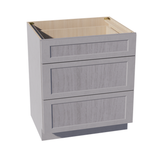 HLG-DB30: Light Gray Shaker 30" 3 Drawers Base Cabinet