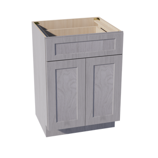 HLG-VB2421: Light Gray Shaker 24"W x 34-1/2"H x 21"D 2 Doors & 1 Drawer Double Door Vanity Base Cabinets