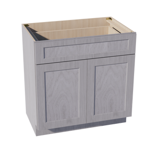 HLG-VB3321: Light Gray Shaker 33"W x 34-1/2"H x 21"D 2 Doors & 1 Drawer Double Door Vanity Base Cabinets