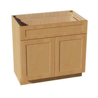 HT-VB3621: Timber Wood Shaker 36"W x 34-1/2"H x 21"D 2 Doors & 1 Drawer Double Door Vanity Base Cabinets