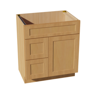 HT-VSD3021L: Timber Wood Shaker 30"W x 34-1/2"H x 21"D 1 Door & 2 Left Drawers Offset Vanity Sink Base Cabinets