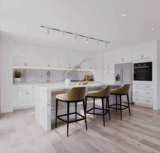 Frameless High - Glossy White - 30"W Offset - Sink Vanity Combo Cabinet (Drawer on Left) - homecabinets
