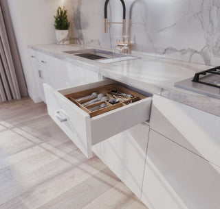 Frameless High - Glossy White - 18"W Vanity Drawer Base Cabinet - homecabinets