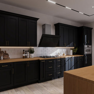 Iron Black - 33"W Offset-Sink Vanity Combo Cabinet (Drawer on Left)