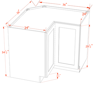 TW-LSB36: Gabinete base esquinero Lazy Susan de 36" con 2 puertas en color blanco cremoso 