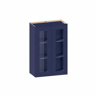 Azul marino - Gabinete de pared con puerta de cristal de 24"An. × 36"Al.