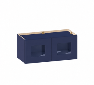 Azul Marino - Armario de pared con puerta de cristal de 27" An. × 12" Al.