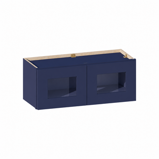 Azul Marino - Mueble de Pared con Puerta de Cristal de 76 cm An. × 30 cm Al.