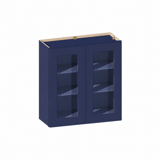 Azul marino - Gabinete de pared con puerta de vidrio de 76.2 cm de ancho × 76.2 cm de alto