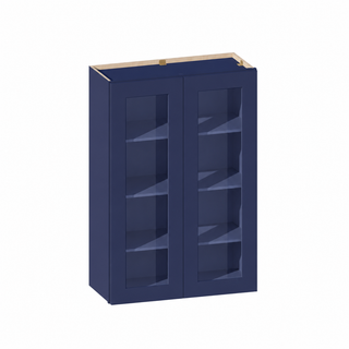 Azul Marino - Armario de pared con puerta de cristal de 30"An. × 42"Al.