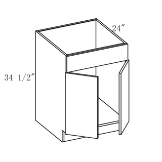 PRM-SB42: Prime Mist White Frameless Shaker 42" 2 Doors 1 False Drawer Sink Base Cabinet