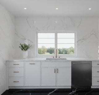 Slim Dove White - 36"W Offset-Sink Vanity Combo Cabinet (Drawer on Right)