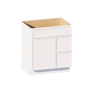 Slim Dove White - 30"W Offset-Sink Vanity Combo Cabinet (Drawer on Left)