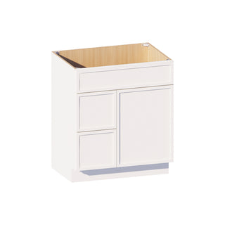 Slim Dove White - 30"W Offset-Sink Vanity Combo Cabinet (Drawer on Right)