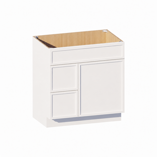 Slim Dove White - 33"W Offset-Sink Vanity Combo Cabinet (Drawer on Left)