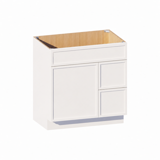 Slim Dove White - 33"W Offset-Sink Vanity Combo Cabinet (Drawer on Right)