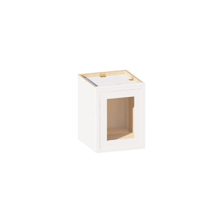 Slim Dove White - 12"W × 15"H Glass-Door Wall Cabinet