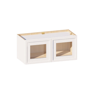 Slim Dove White - 27"W × 12"H Glass-Door Wall Cabinet