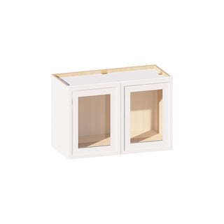 Slim Dove White - 27"W × 18"H Glass-Door Wall Cabinet