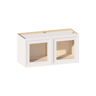 Slim Dove White - 30"W × 15"H Glass-Door Wall Cabinet