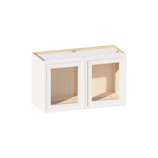 Slim Dove White - 30"W × 18"H Glass-Door Wall Cabinet
